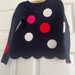 Jacadi Knit Girl Sweater in Blue with Red & White circles  Size 6
